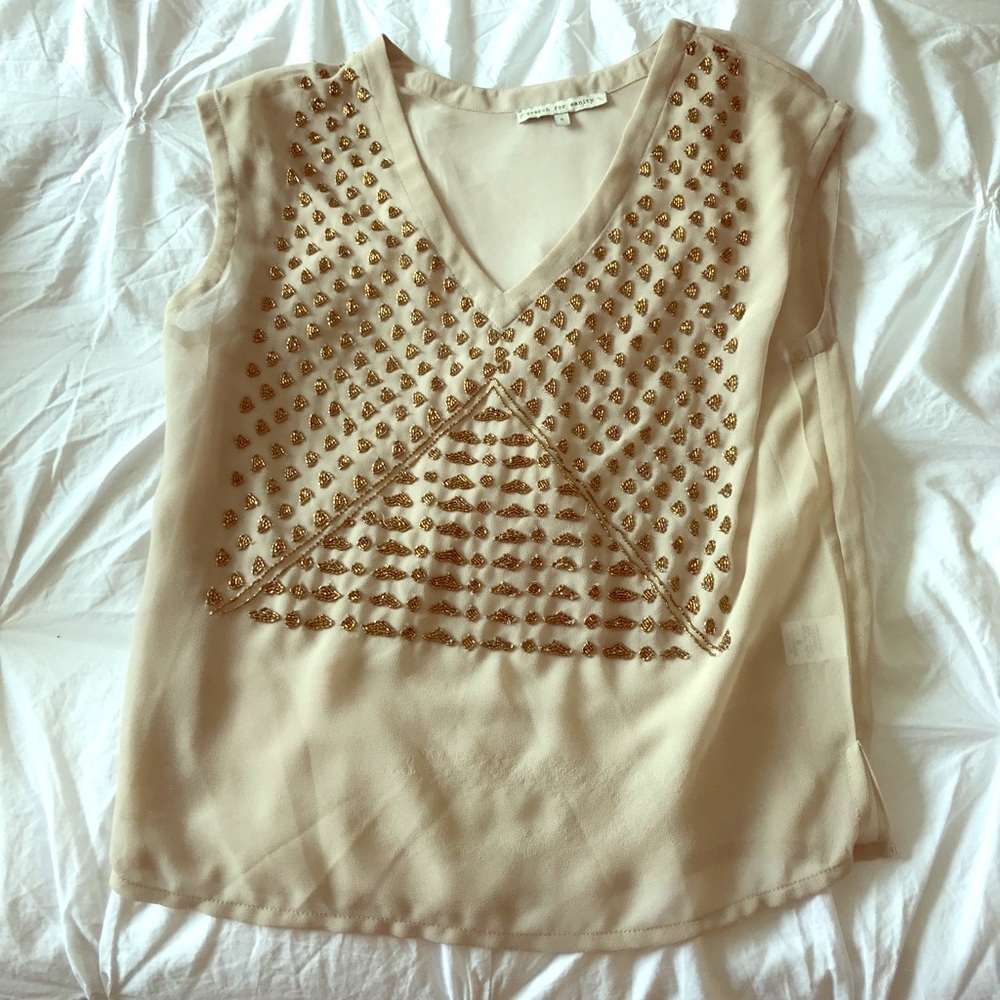 Chic nude beaded blouse!